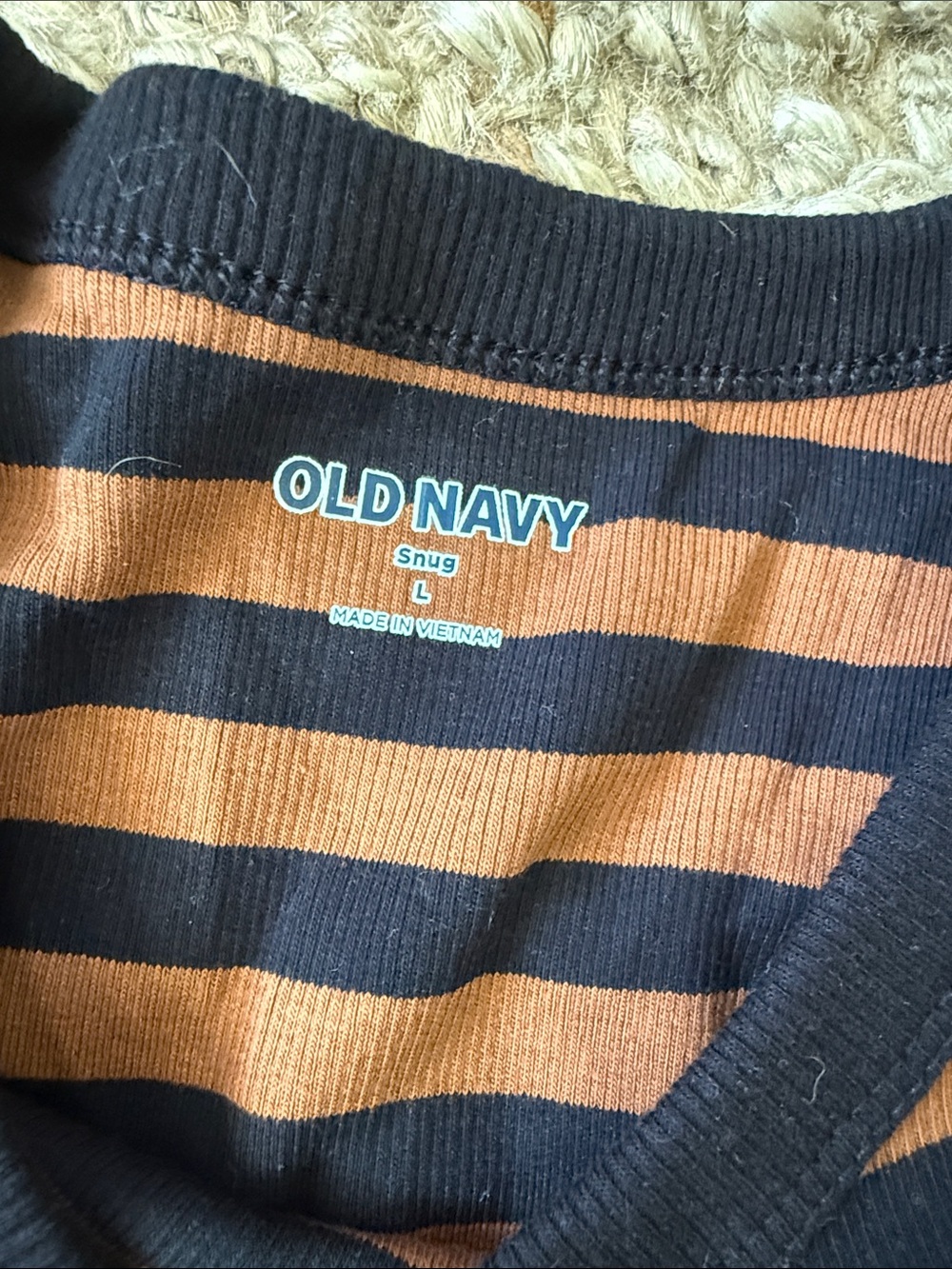 Old Navy Snug fit Black and Brown Striped Short Sleeve Tee - Picture 2 of 3
